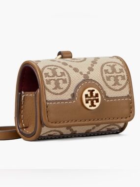 Tory Burch T Monogram Jacquard AirPod pro case hazelnut/jacquard logo